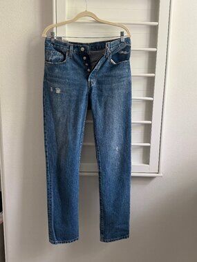 Levi’s 501 Original Jeans W27 L30 Medium Wash Distressed Button Fly